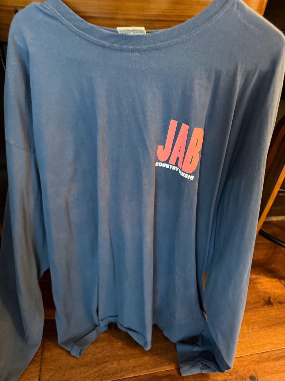 Comfort Colors Men's Long Sleeve Blue Shirt with Pink Chest Graphic Josh abbot b